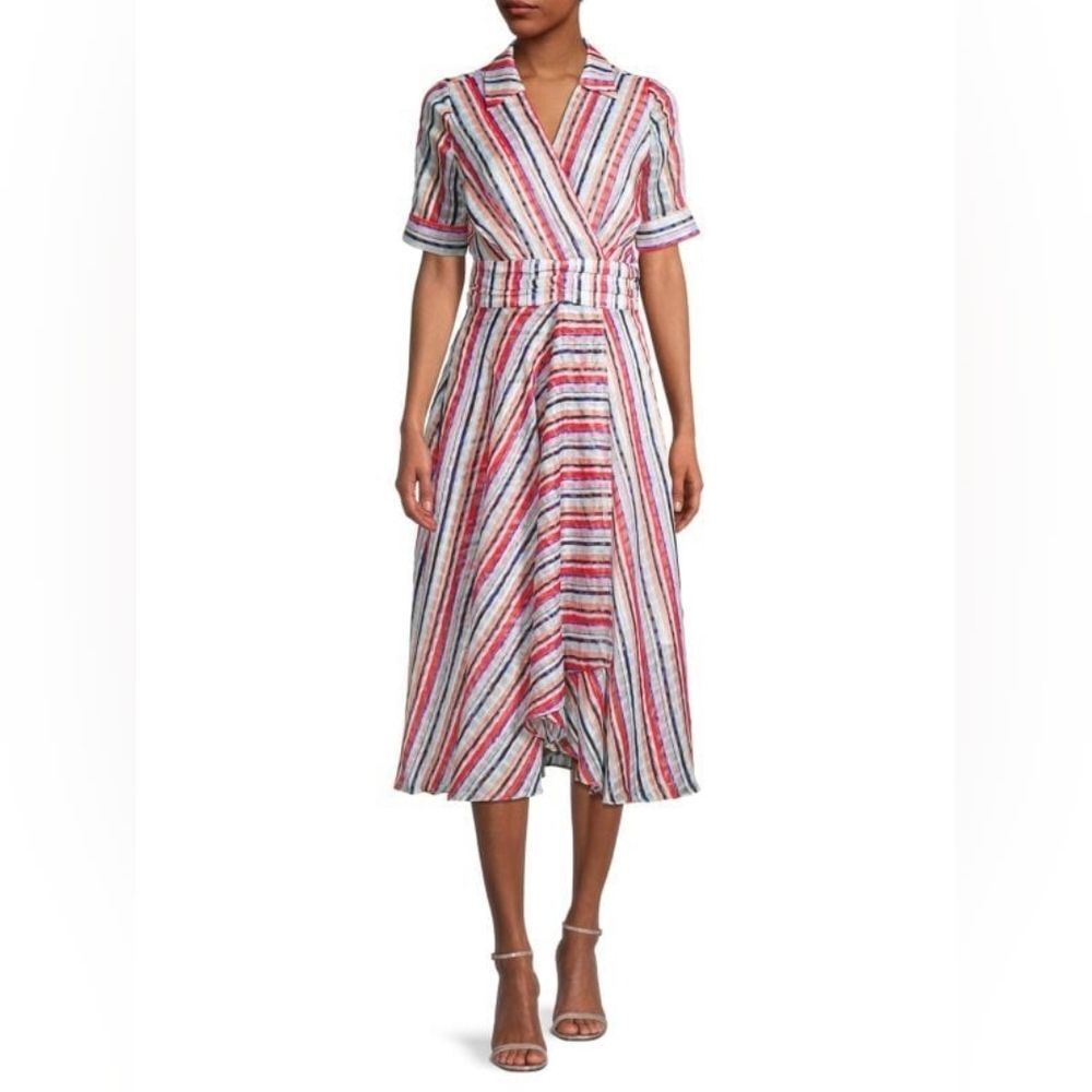 Milly Valerie Short Sleeve Dress in Watercolor Stripe - Size 6